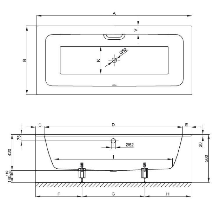 Стальная ванна Bette One 180х80 3313-000 Plus