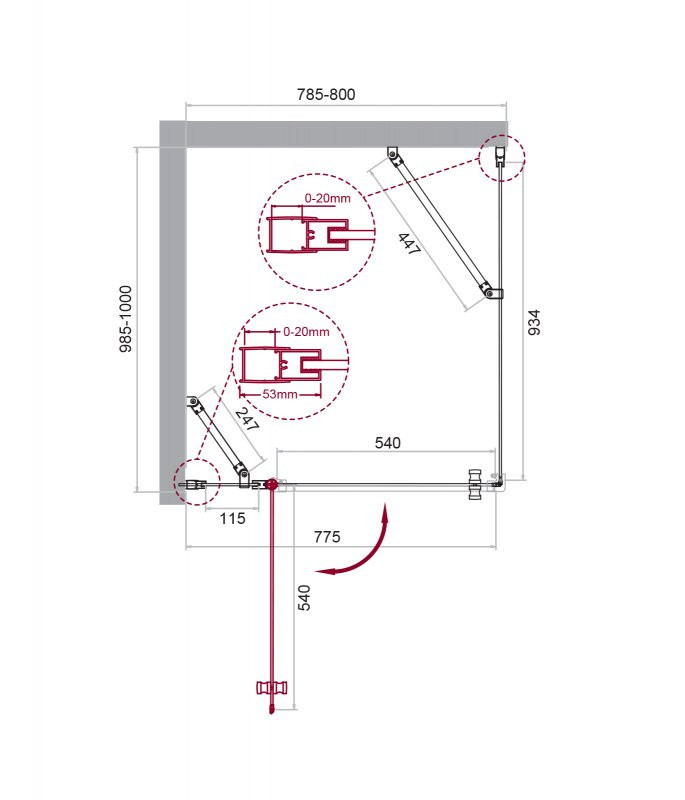 Душевой уголок BELBAGNO ETNA-AH-12 BelBagno ETNA-AH-12-80/90-C-Cr