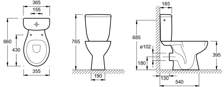 Унитаз, горизонтальный слив Jacob Delafon BRIVE E4380-00