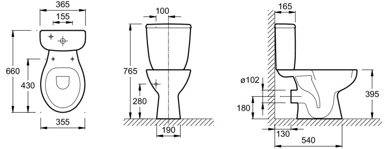 Унитаз, горизонтальный слив Jacob Delafon BRIVE E4380-00