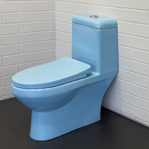 COMFORTY. Моноблок детский COMFORTY 2311B (голубой), 2-реж. арматура, горизонтальный выпуск, сиденье полипропилен с микролифтом