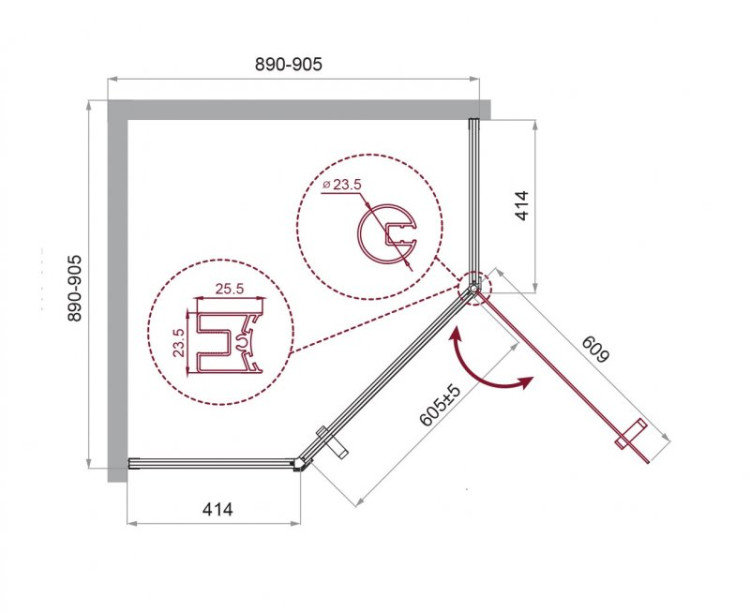 Душевой уголок BELBAGNO UNO-195-P-1 BelBagno UNO-195-P-1-90-C-NERO