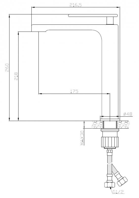 Смеситель для накладных раковин однорычажный, без донного клапана Cezares MOMENTO-LC-01-W0