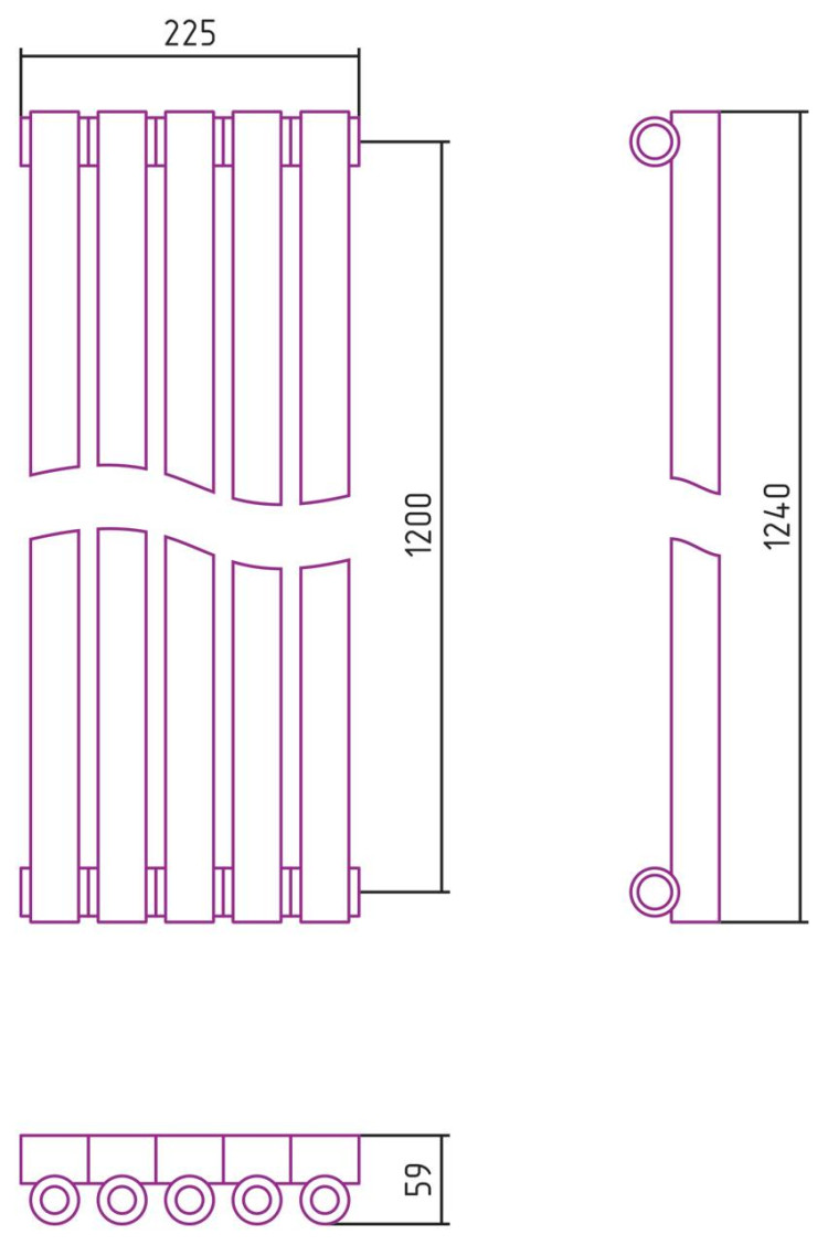 Отопительный радиатор Сунержа Эстет-0 1200х225 5 секций Матовое золото