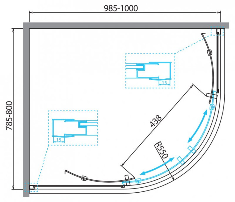 Душевой уголок BELBAGNO DUE-RH-2 BelBagno DUE-RH-2-120/80-C-Cr