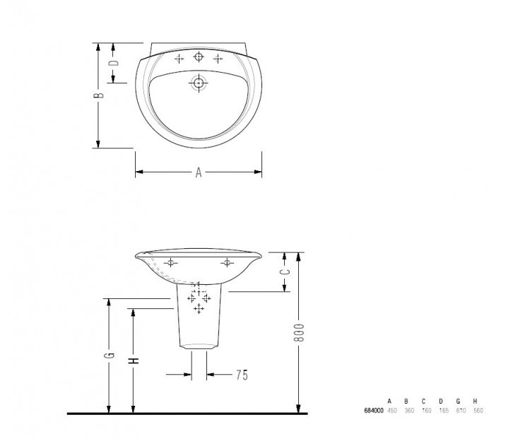 Раковина Serel Orkide 45 6840+6823