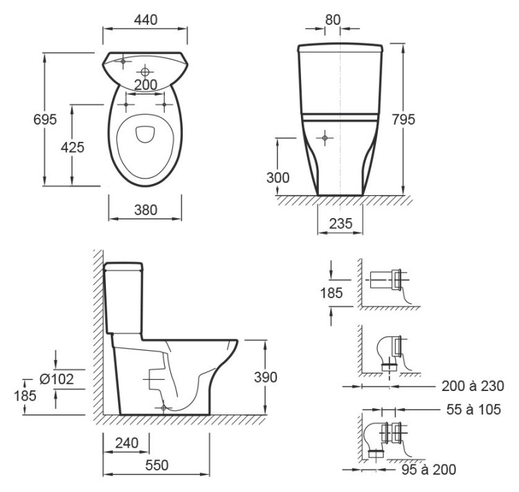 Унитаз Jacob Delafon Presquile Vario 19077-00