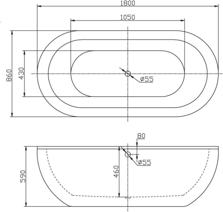 Ванна акриловая отдельностоящая BelBagno BB13-1800