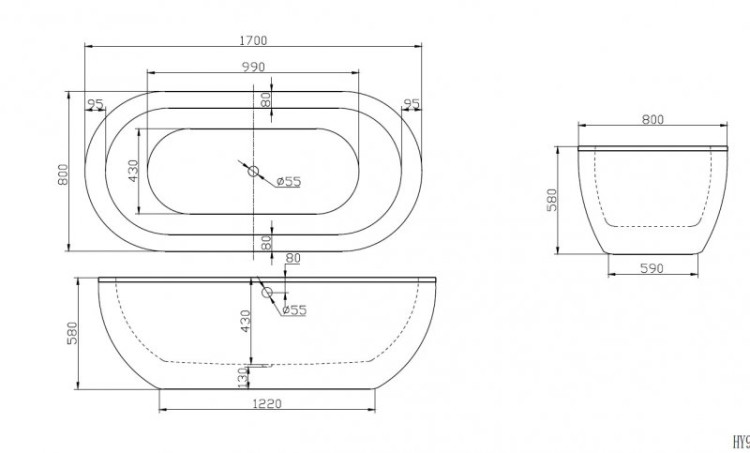 Ванна акриловая отдельностоящая BelBagno BB13-1800