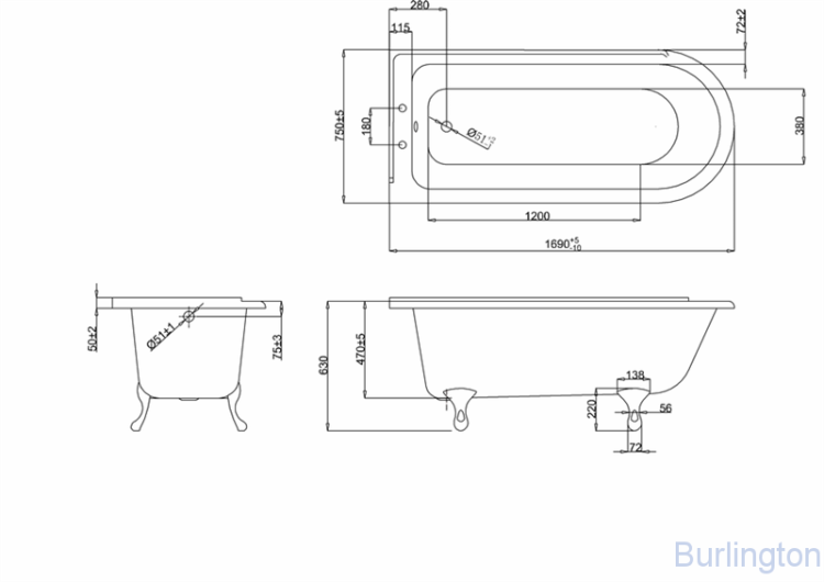 Ножки для ванны Ball & Claw (4 шт), цвет Черный L1B