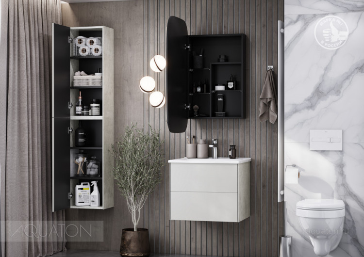 Зеркальный шкаф AQUATON Сохо 60 графит правый 1A258302AJA0R