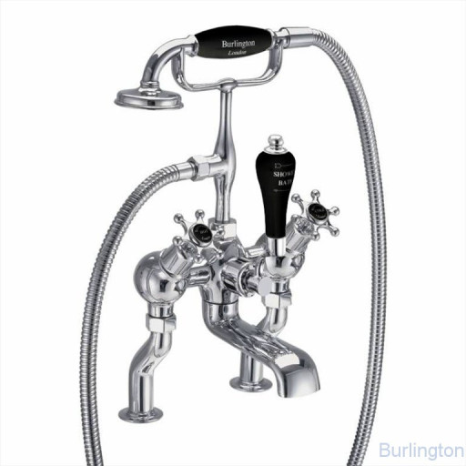 Смеситель для ванны &quot;под наклоном&quot; и ручным душем, набортный [BI19 BLA]