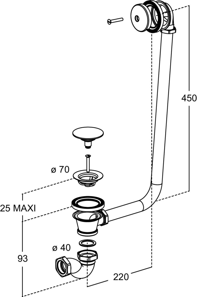 Хромированный слив-перелив Jacob Delafon ОБЩАЯ КАТЕГОРИЯ E7807-CP