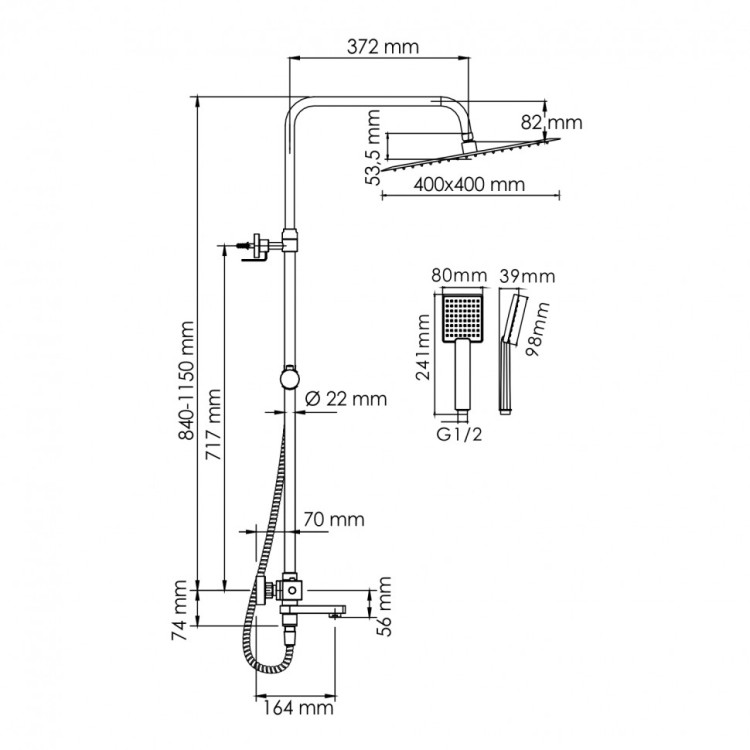 WasserKRAFT A199.119.141.010.CH Thermo Душевой комплект с термостатическим смесителем
