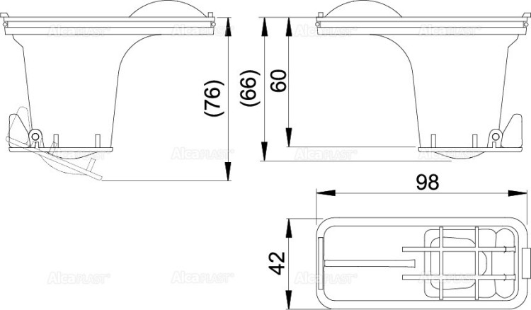 Комплект комбинированных гидрозатворов для нержавеющих желобов ALCA Alcadrain P095