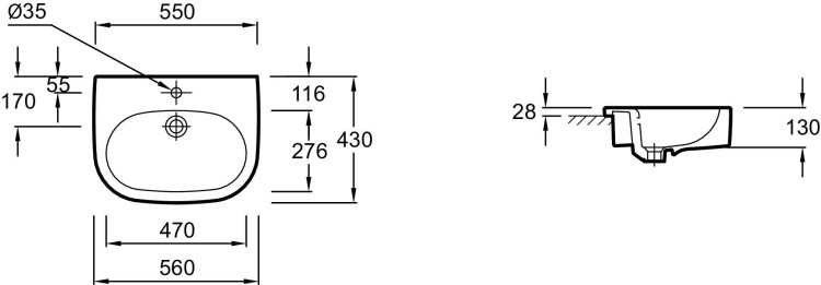 Полувстраиваемая раковина Jacob Delafon KANDELE4094-00