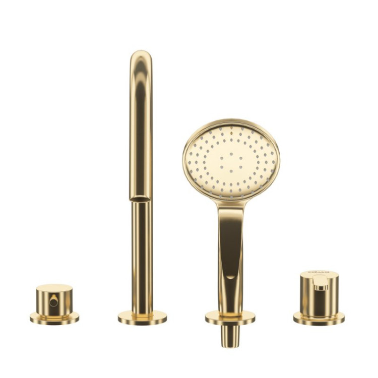 Смеситель на борт ванны с выдвижным душем и переключателем Cezares LEAF-BVDM4-PO