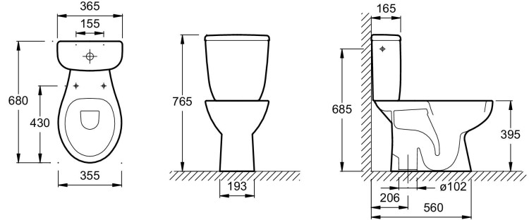 Унитаз, вертикальный слив, 68 x 35,5 см Jacob Delafon BRIVE E4381-00