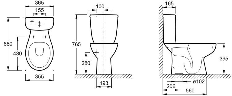 Унитаз, вертикальный слив, 68 x 35,5 см Jacob Delafon BRIVE E4381-00