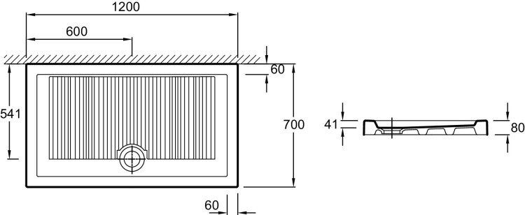 Душевой поддон 120 x 70 см Jacob Delafon KYREO EN113-00