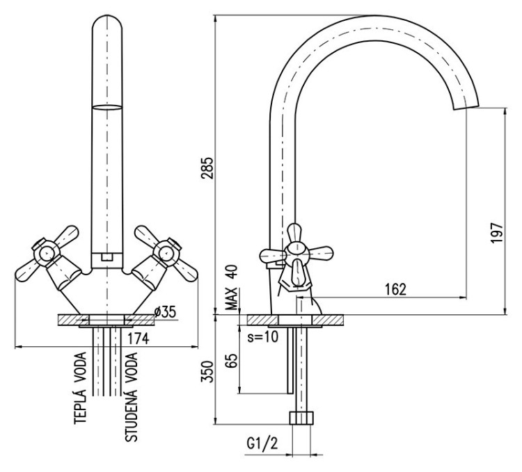 Смеситель для кухни Rav Slezak Morava Eco MK120.5/4