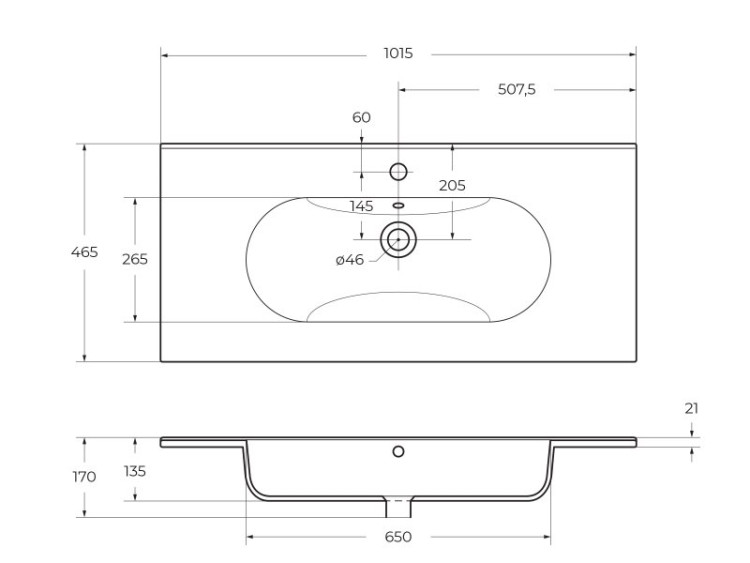 Керамическая раковина 1010x460x170 BelBagno LOV-1000-LVB