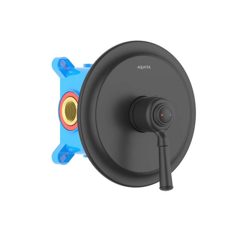 Смеситель для душа (внешняя и скрытая часть) Aquatek, матовый черный AQ1566MB КЛАССИК