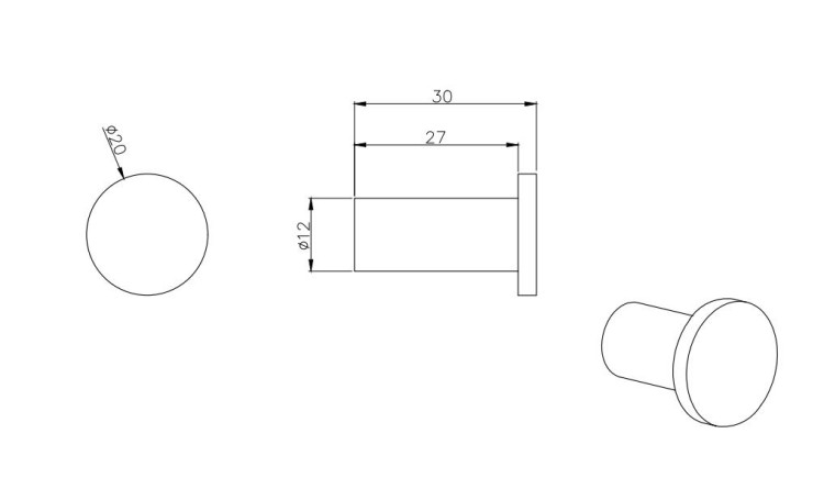 Крючок Aquatek матовый черный AQ4001MB Вега