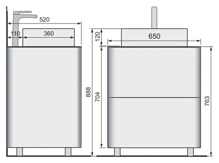 Тумба под раковину Raval Pure 65