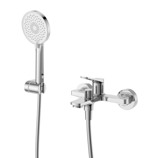 Смеситель для ванны и душа в комплекте с ручным душем, шлангом и держателем Cezares UNIQUE-VASM-CRM