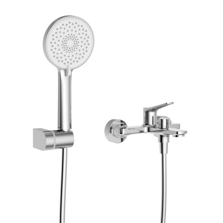 Смеситель для ванны и душа в комплекте с ручным душем, шлангом и держателем Cezares UNIQUE-VASM-CRM