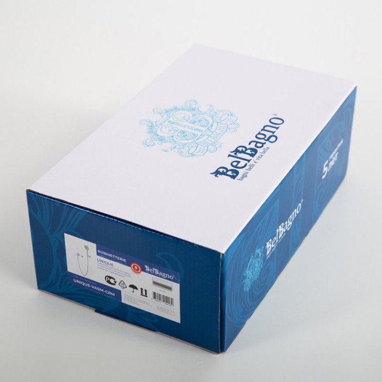 Смеситель для ванны и душа в комплекте с ручным душем, шлангом и держателем Cezares UNIQUE-VASM-CRM