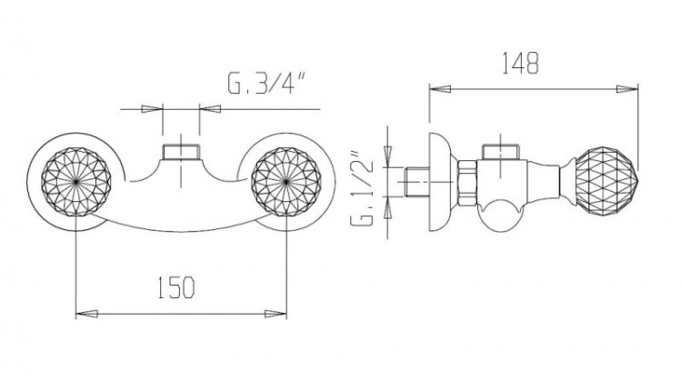 Смеситель для душа ATLANTIS-NOSTALGIA-DS Cezares ATLANTIS-NOSTALGIA-DS-02
