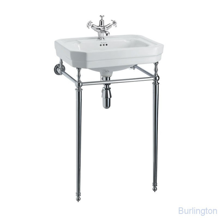 Раковина Victorian 56 см на 1 или 3 отверстия с хромированным подстольем Regal