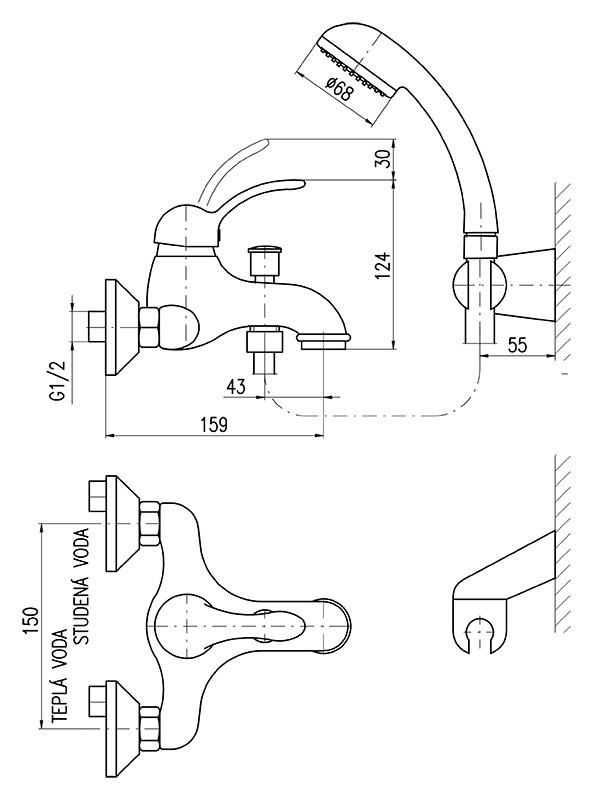 Смеситель для ванны Rav Slezak Labe L054.5/2