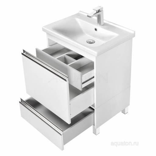 Тумба под раковину AQUATON Капри 60 белый глянец 1A230101KP010