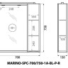Шкаф зеркальный подвесной с одной распашной дверцей с доводчиками, с подсветкой, левосторонний BelBagno MARINO-SPC-700/750-1A-BL-P-L