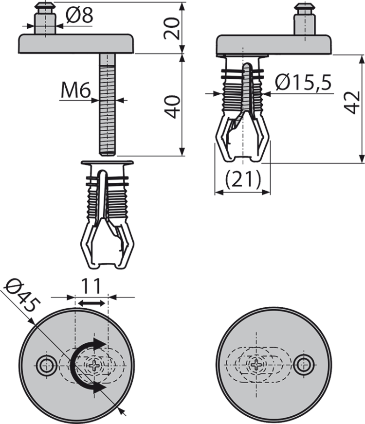 Петли с верхним монтажом, крышка из нержавеющей стали Alcadrain P105