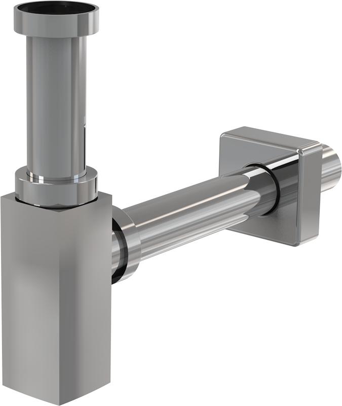 Сифон для умывальника DN32 DESIGN цельнометаллический, квадратный Alcadrain A401