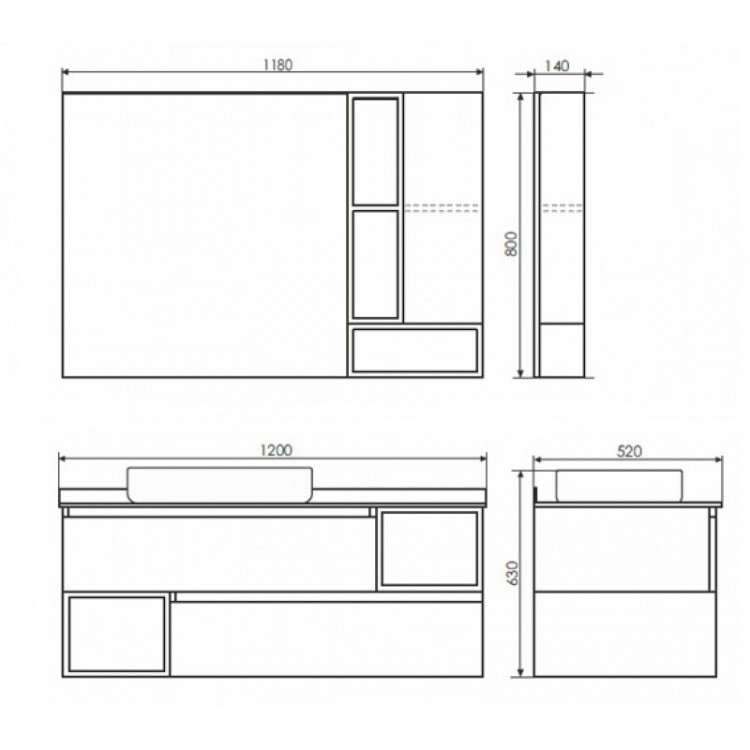 Зеркальный шкаф Comforty Прага 120