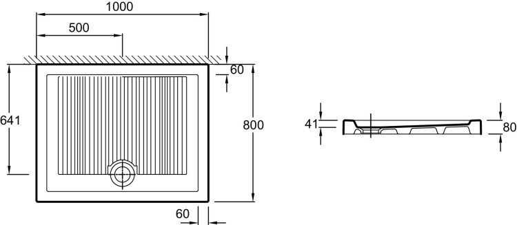 Душевой поддон 100 x 80 см Jacob Delafon KYREO EN126-00