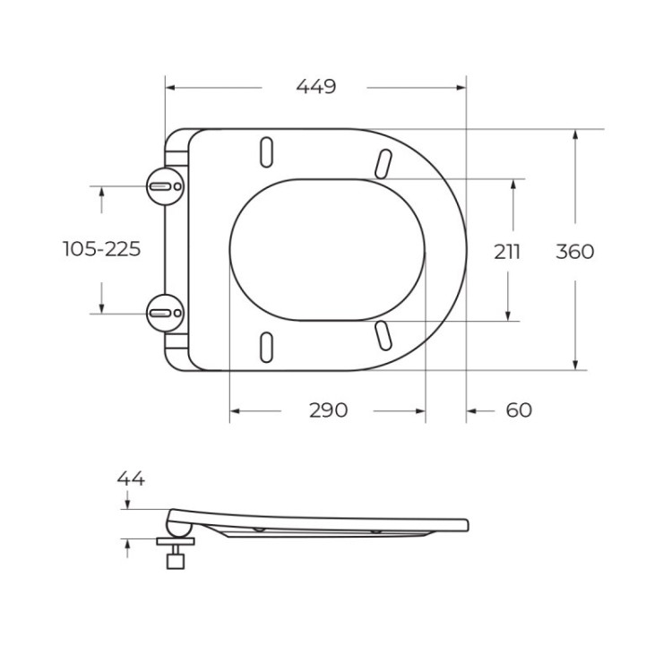 Сиденье дюропластовое с быстросъёмными петлями, механизмом Soft Close Cezares BB2031SC