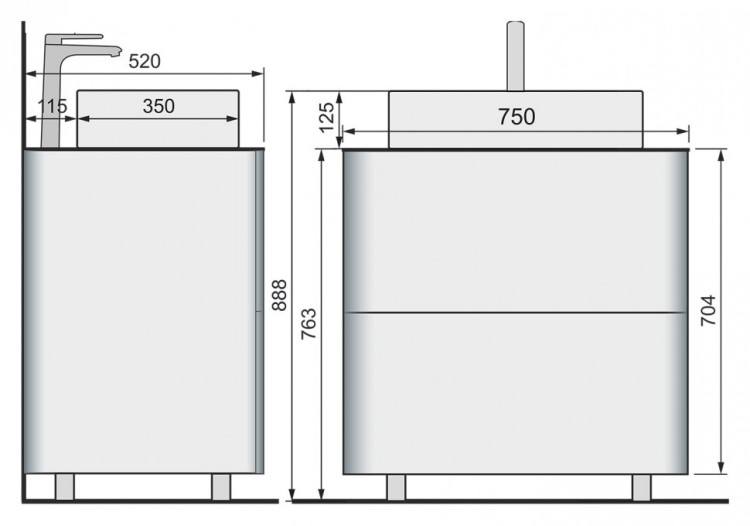 Тумба под раковину Raval Pure 75