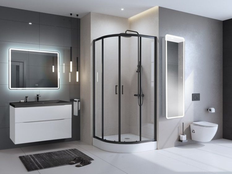 Зеркальный шкаф с одной распашной дверцей, с двумя стеклянными полками, со встроенной подсветкой и и сенсорным выключателем, 12W,220-240V BelBagno SPC-MAR-500/800-1A-LED-TCH