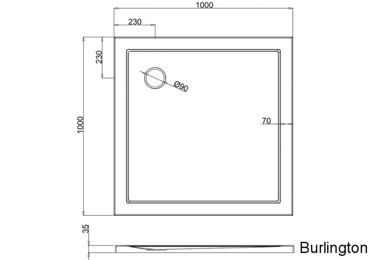 Квадратный поддон 1000 x 1000 мм [Z1162]