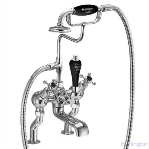 Смеситель для ванны &quot;под наклоном&quot; и ручным душем, набортный [CL19 BLA]