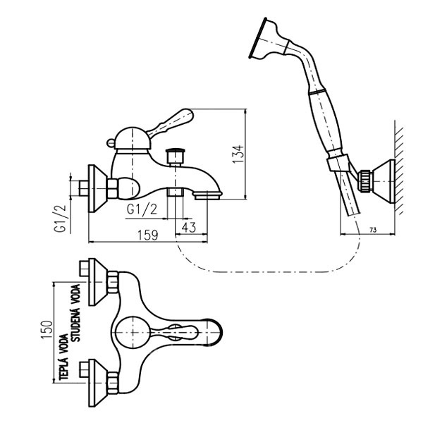 Смеситель для ванны Rav Slezak Labe L054.5/2Z