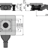 Сливной трап из нержавеющей стали зкстра низкий 130×130 мм боковой сток, без pешетки, гидрозатвор мокрый Alcadrain APV110