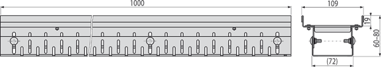 Дренажный желоб 100 мм регулируемый, нержавеющая сталь Alcadrain ADZ302V