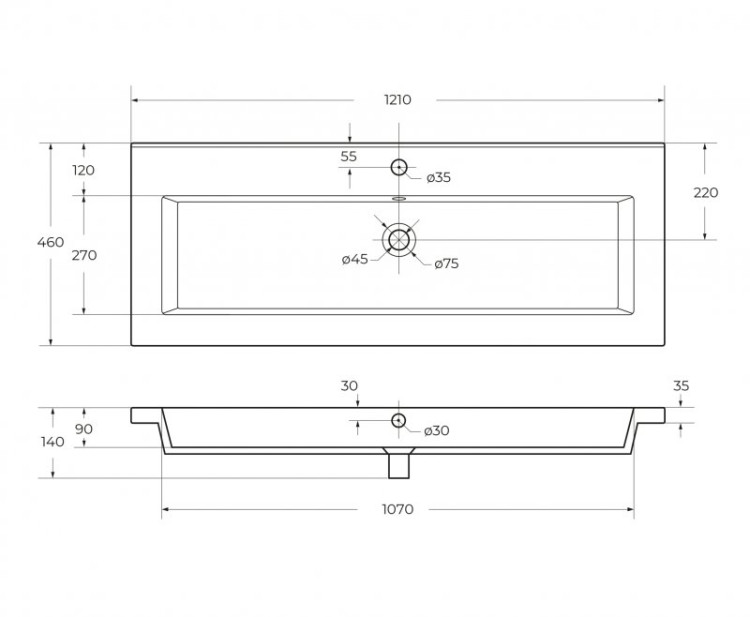 Керамическая раковина 1010x460x140 Cezares CZR-8002-100